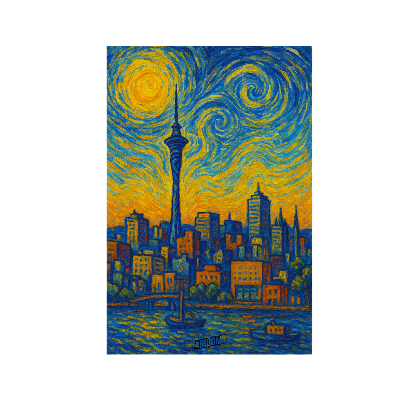 Auckland Skyline van Gogh